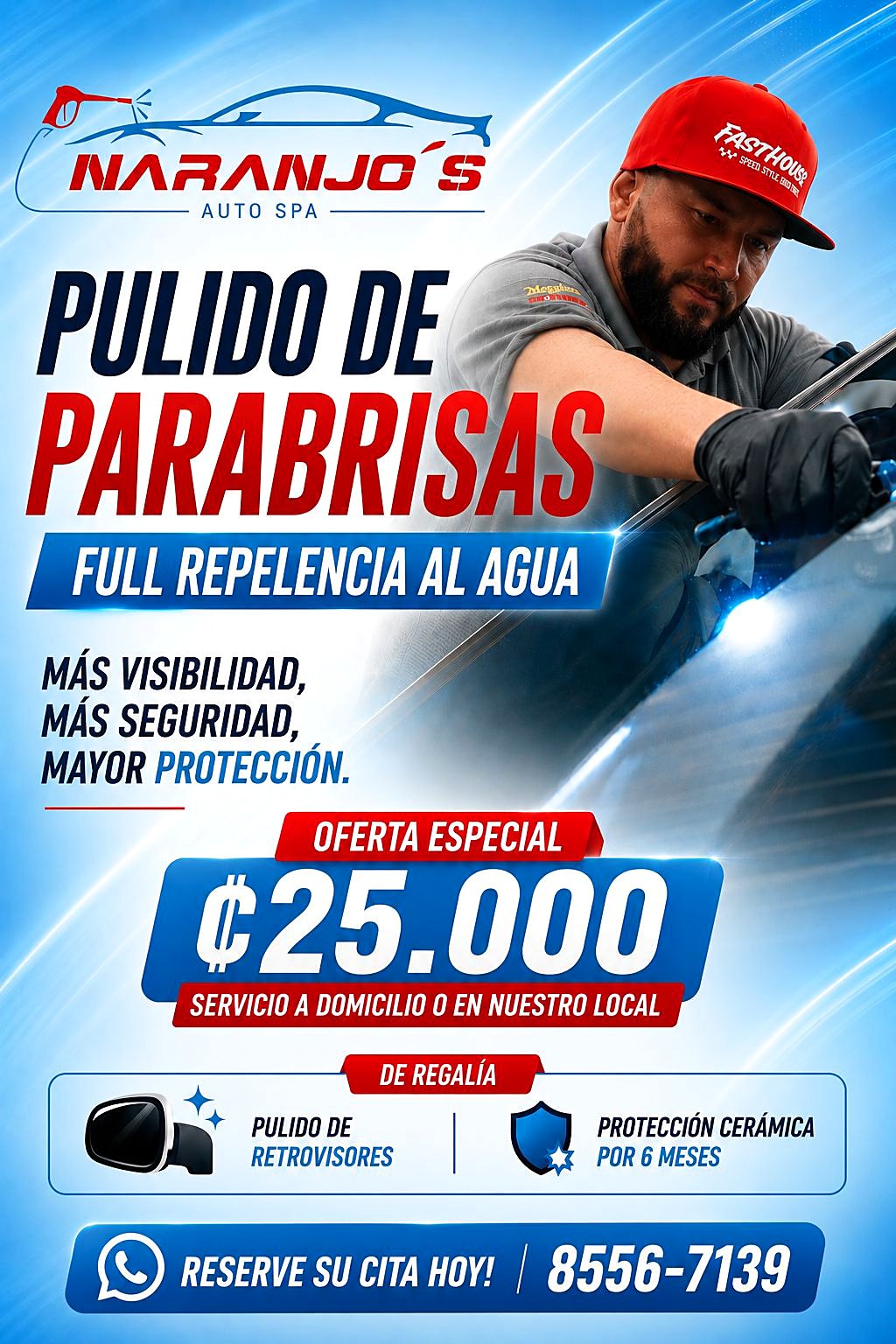 Parabrisas claro después del pulido profesional